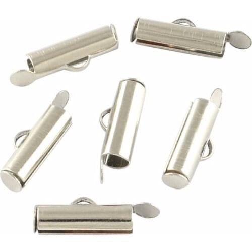 50pcs 1-3mm Iron Slide On End Clasp Tubes Slider End Caps Terminators Cord End/Tips Jewerlry Accessories 3.2mm Inner Diameter