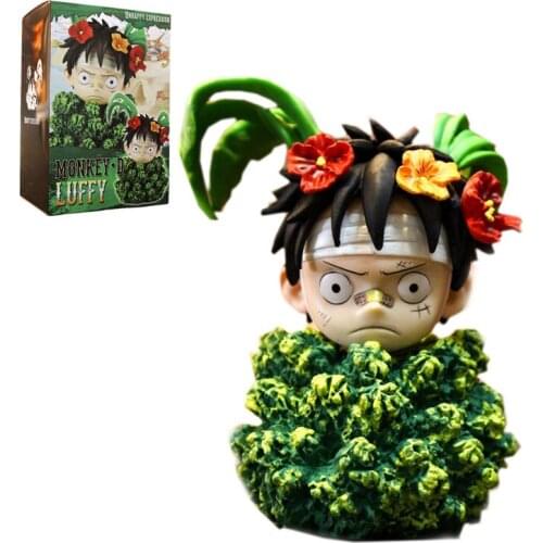 New One Piece Anime Figures Model Toys Emoji Studio 028 Grass Sanhan Little Luffy Cute Gk Decoration Figure Toys For Children