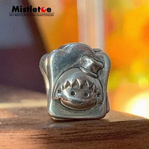 Mistletoe 925 Sterling Silver Halloween pumpkin Cat Bear Charm Bead Original Design Jewelry