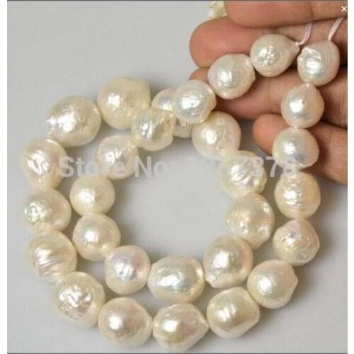 Rare south sea baroque white pearl necklace 18inch
