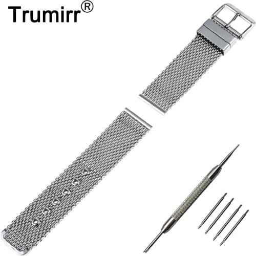 22mm Milanese Watch Band + Tool for Asus ZenWatch 1 WI500Q 2 Men WI501Q Stainless Steel Strap Wrist Belt Bracelet Black Silver
