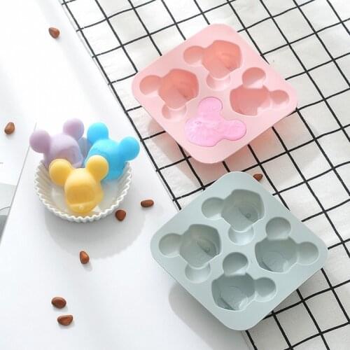 4 Cartoon Mouse Silicone Cake Baking Mold Handmade Soap Candy Chocolate DIY Biscuit Ice Maker Ice Tray Mold Molds Silicone