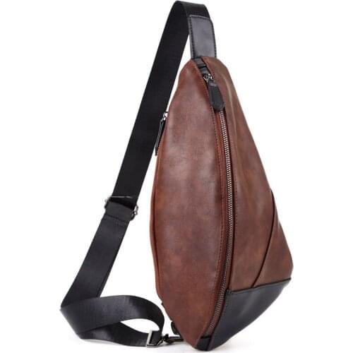 New Waterproof Leather Handbag Men Travel Chest Pack Male Messenger Bags Single Rucksack Chest Bag Thick Leather Shoulder Bag