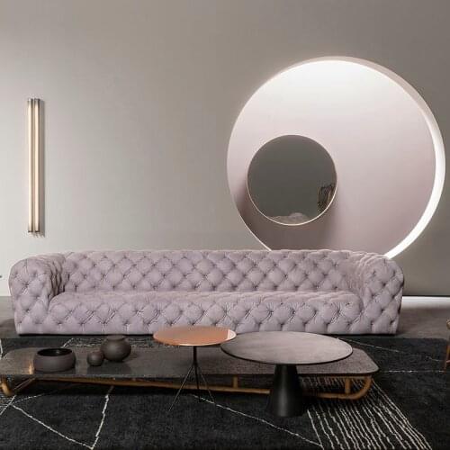 Chester moon blue floor sofa three seater living room sofa set furniture Italian modern luxury baxter leather chesterfield sofa