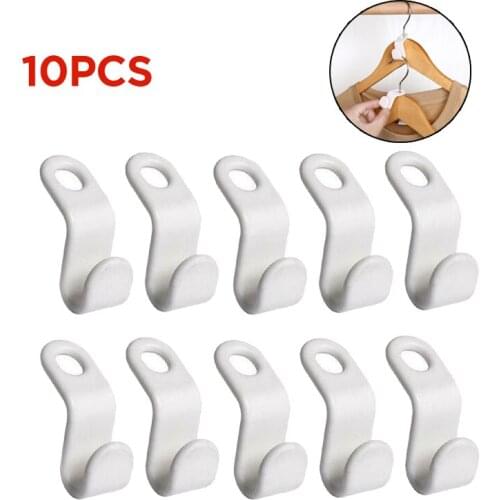 10pcs Clothes Hanger Hook Folding Storage Clothes Rack Wardrobe Hanging Hanger Connection Hook Space Saving Connectors