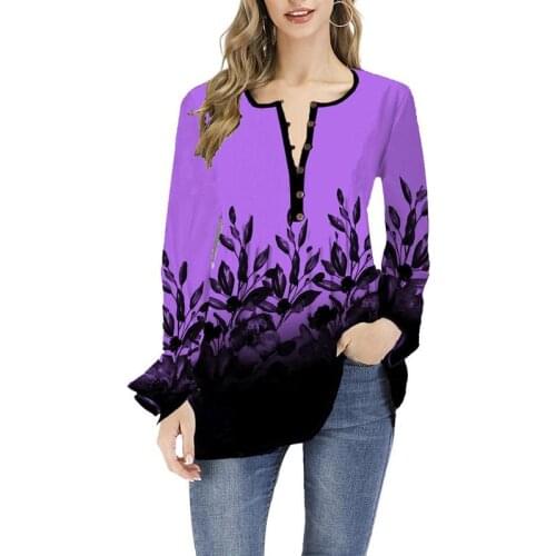 Zomer Elegante Bloemenprint Vrouw T-shirts Vrouwen V-hals Lange Mouw Knoppen Plus Size 5XL Tee Top Vintage Womens Kleding