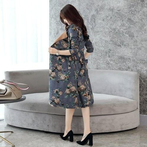 Plus Size Women Spring Autumn Elegant Floral Long Suede Coat 2020 New Fashion Belt trench coat for women Outwears LX2061
