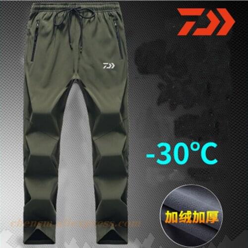 Daiwa Winter Men Fishing Waterproof Pants Sport Thick Warm Fleece Fishing Trousers Male Windbreaker Sweatpants DAWA Clothing