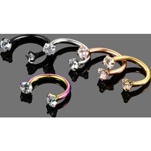 1Pcs The Latest Trends Nose Set Auger Screw Screw Double Eyebrow Zircon U Horseshoe Ring Puncture Accessories