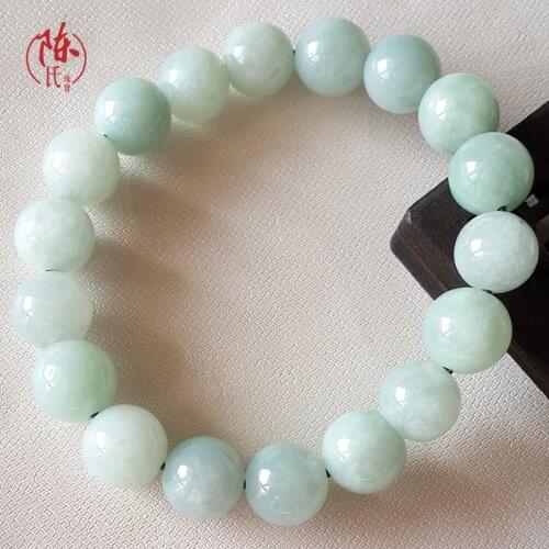 12mm Nature jadeite Bangle Mala bead Jade emerald bracelet talisman Lucky