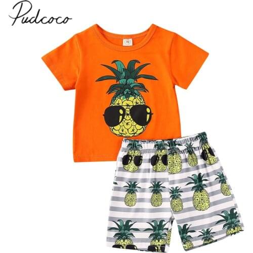 2020 Baby Summer Clothing 2PCS Newborn Infant Baby Boy Clothes Set Short Sleeve Pineapple Tops T-Shirt Shorts Pants Outfits