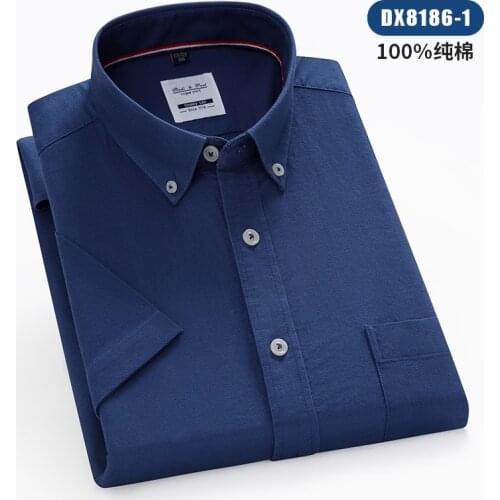 2021 New Men Shirt Short Sleeve Summer Business Casual Cloth Solid 100% Cotton Oxford High Quality Solid Color W/Pocket DA484