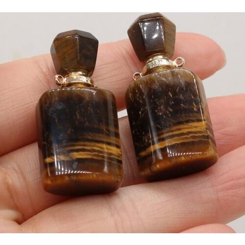 2021 New Natural Stone Semi-precious Stone Tigers Eye Perfume Bottle Connector for DIY Necklace Bracelet Making Jewelry 15x35mm