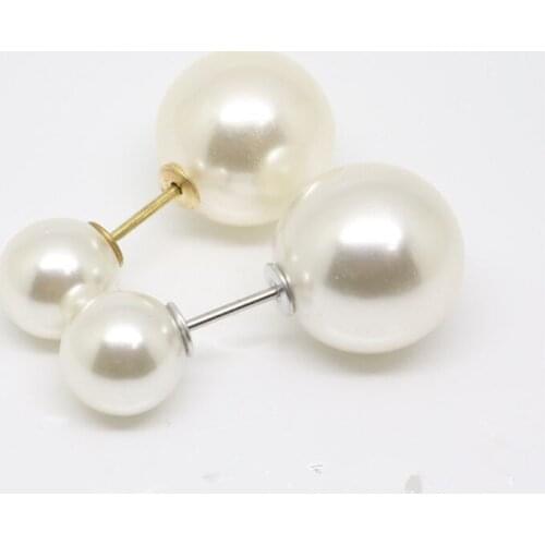25pcs 30mm High Quality Vintage Style Plated Clear Double Head Imitation Pearl Big Brooch DIY Clothes Hair Accessories