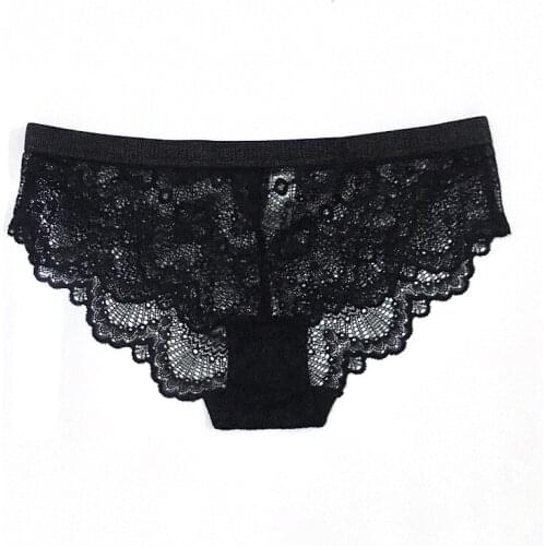 Women Black Lace Panties Hipster Knickers Stretch Luxury Glitter Waist Sexy Young Girls Briefs Ladies Underwear, US/EU Size M/L
