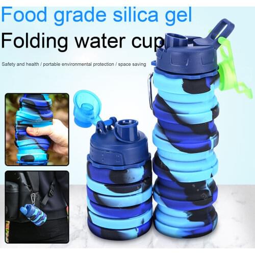 550ML Women and Men Universal Creative Folding Water Bottle Folding 5 Color Water Cup Outdoor Camping Sports Bottle Buckle