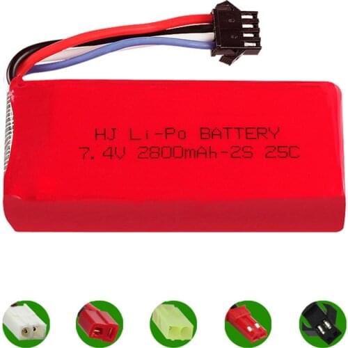 7.4V 2800mAh Lipo Battery SM-4P Plug for Udi UDI902 UDI002 HQ961 HQ96 RC Boat Spare Parts 2S 7.4 V 2800 Mah 25C RC Toys Battery
