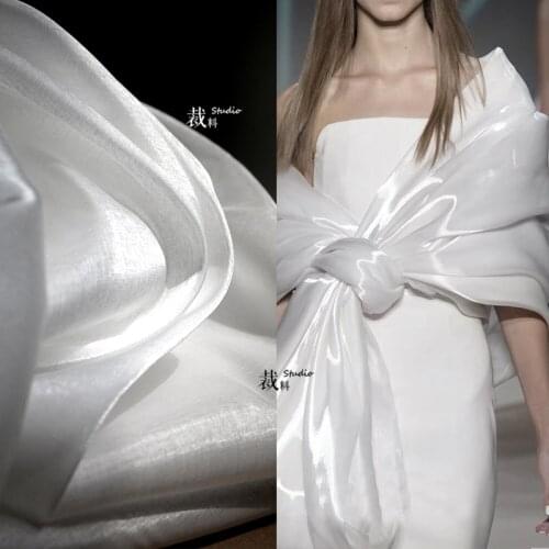 White Water Light Organza Organza Satin Fairy Highlight Fabric Silky Crystal Flash Shiny Surface Formal Dress Fabric