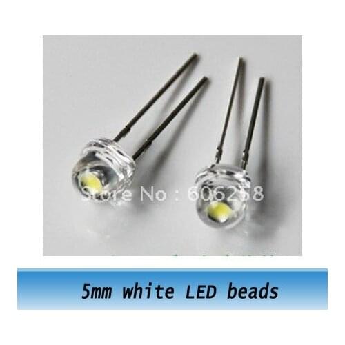 Large chip led F5 5mm straw hat LED lamp beads / super bright white (2600-2800mcd) astigmatism led 1000pcs