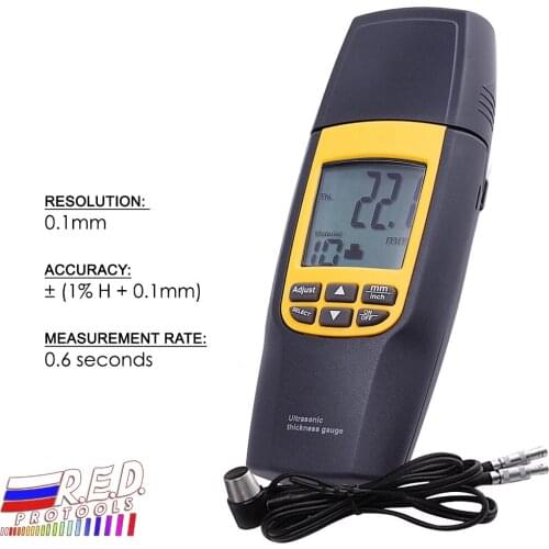 Digital Ultrasonic Thickness Meter Tester Gauge Measure 1.2~220 mm Velocity glass iron plastics tile brass gold silver zinc