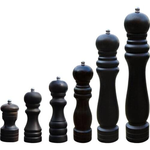 4/5/6/8/10/12 Inch Wooden Spice Salt Pepper Grinder Handheld Manual Kitchen Food Mills Cooking BBQ Tools Kitchen Gadgets Black