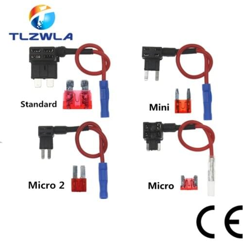 100pcs 12V MINI SMALL MEDIUM Size Car Fuse Holder Add-a-circuit TAP Adapter with 10A Micro Mini Standard ATM Blade Fuse