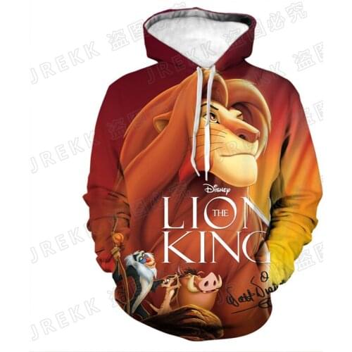 Disney The Lion King Anime Children Hoodies 3D Printed Spring Autumn Men Sweatshirt Casual Male Women Hoodie