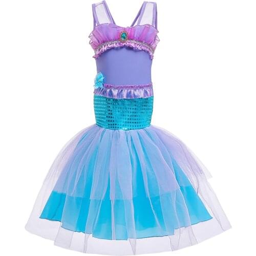 Little Girls Mermaid Princess Ariel Party Swim Dresses Children Kids Christmas Fancy Brithday Dresses Baby Children Clothing