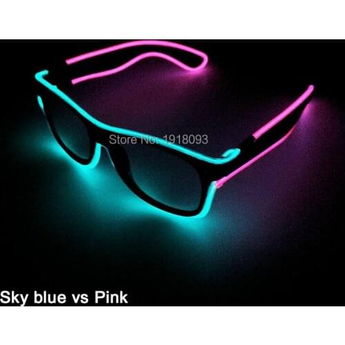 Double Colors EL Wire Glowing Glasses 1pieces Neon Light up Glasses Novelty Lighting Party Props