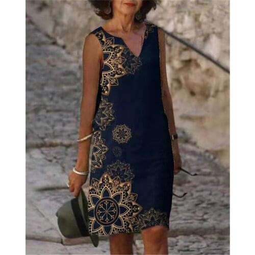 Elegant Women Dress Casual Large Size Sleeveless Dress Loose Women All-match Dress