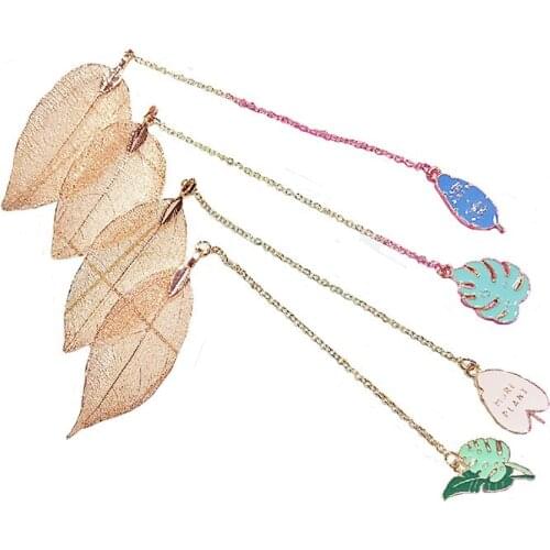 Exquisite Bookmark Leaves Fashion Leaf Vein Page Folder Palm Metal Book Mark Clip Pendant Jewelry Office Stationery