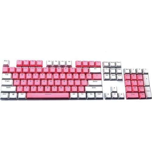 PBT Keycaps Double-Shot Injection Keycaps Pink White Contrast Color Mechanical Keycaps For 104 Keys Mechanical Keyboard