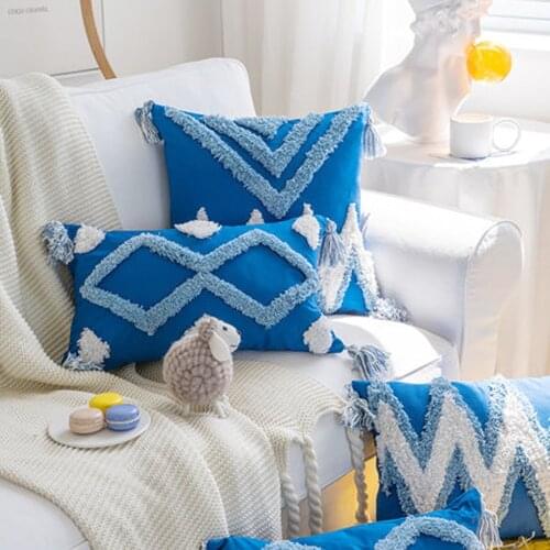 Moroccan Embroider Geometric Tufted Cushion Cover 45x45cm/30x50cm Pillow Cover Home Decoration For Car Living Room Bed Room