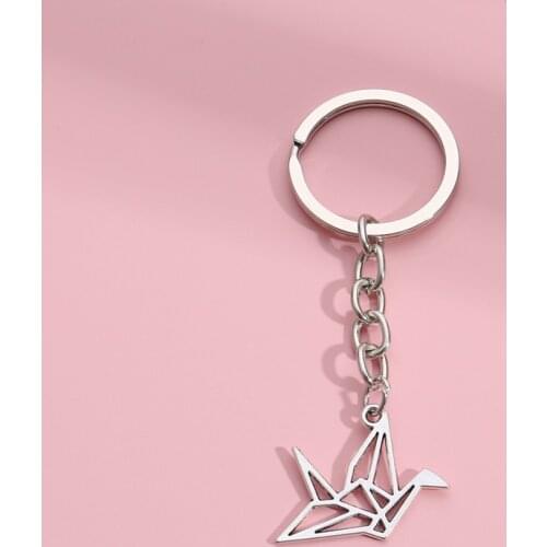 Cute Keychain Paper Crane Key Ring Bird Animal Key Chains Friendship Gifts For Women Men Handbag Accessorie DIY Jewelry Handmade
