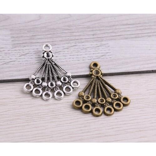 SWEET BELL 40pcs 25*27mm Two Color Zinc Alloy Vintage Pendant Charm Jewelry DIY Hollow Circle Connector Pendant Necklace