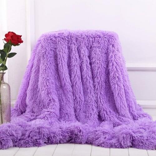 Soft Comfortable Plush Bed Cover Throw Blanket Winter Warm Long Shaggy Sofa Couch Knee Blanket Cozy Fuzzy Fur Faux Blanket
