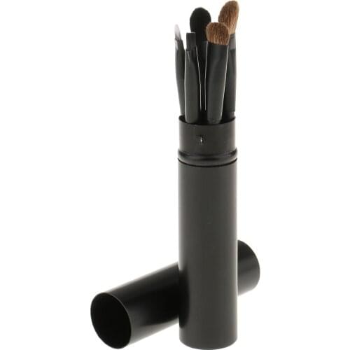 5 Pieces Makeup Eyeshadow Eyebrow Blending Brushes Set With Organizer Tube