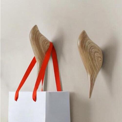 Bird Shape Wall Hooks 3D Clothes Bag Holder Coat Hat Hanger Home Decoration Resin Wood Grain Storage Rack Bedroom Door After