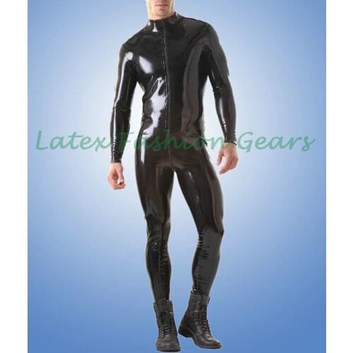 Natural latex rubber bodysuit no socks front neck through crotch zipper 100% handmade plus size hot sale