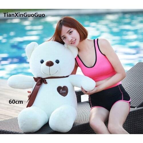 100% new toy about 60cm white teddy Bear,love bear doll soft throw pillow Christmas gift b0905