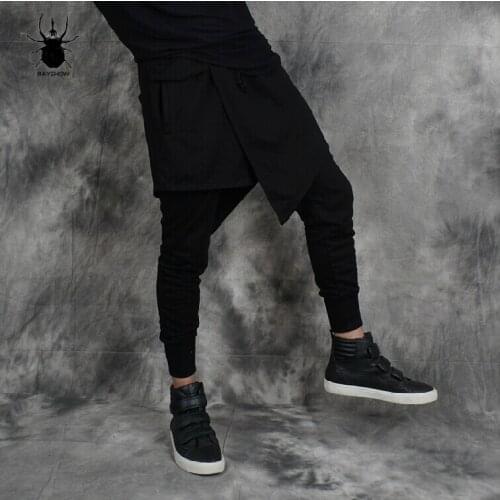 2020 New Original Leave Two Men Harem Pants Culottes Low Tide Collapse Pants Crotch Pants Male Fashion Trousers Costumes 28-33