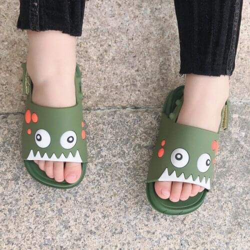 2021 creative Korean version spring and summer new childrens jelly cartoon dinosaur sandals baby girl sandals flat beach shoes