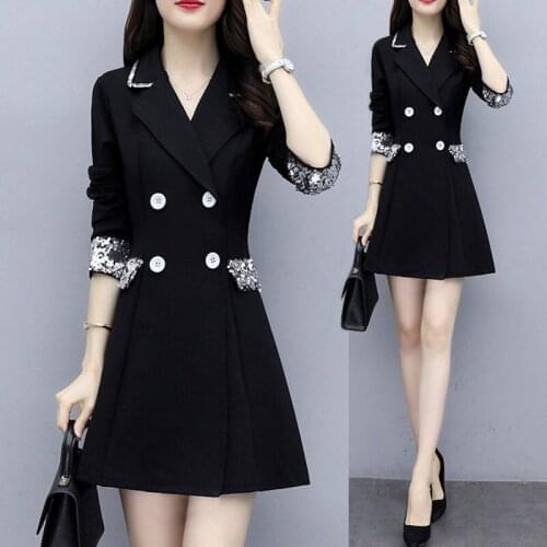 2020 Spring and Autumn New Suit Dress Temperament Clothes Professional Black Dress Office Ladies Slim Fit Workwear Jaqueta R170