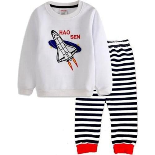 Autumn Boys Cartoon Planes Printed Pajamas Set Kids Pyjamas Cotton Children Pajamas For Girl Child Long Sleeve Night Wear Suits