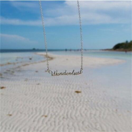 Wanderlust Pendant Necklace Jewelry Travelers Outdoor "Not All Who Wander Are Lost" Jewelry Letter Pendant Necklace