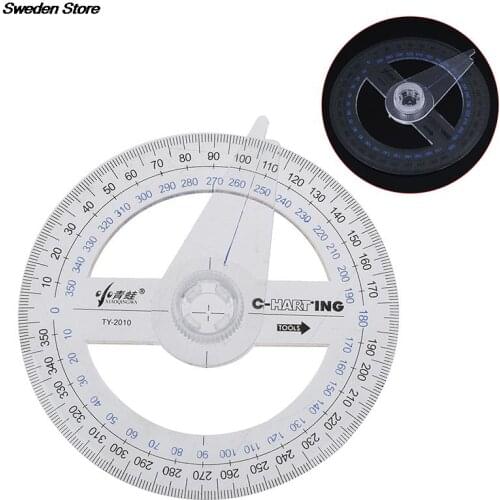 3.9in Plastic Round Ruler Patchwork Ruler 360 Degree Pointer Protractor Ruler Angle Finder Swing Arm For School Office Supplies