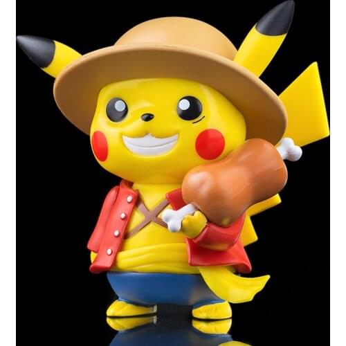Pokemon Toys PIKACHU Costume Play ONE PIECE Monkey D. Luffy Action Figures Models Furnishing Articles