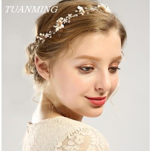 Freshwater Pearls Bride Headbands Pearl Flower Leaf Headband Hair Accessories For Women Wedding Headbands Bride Hair Jewelry