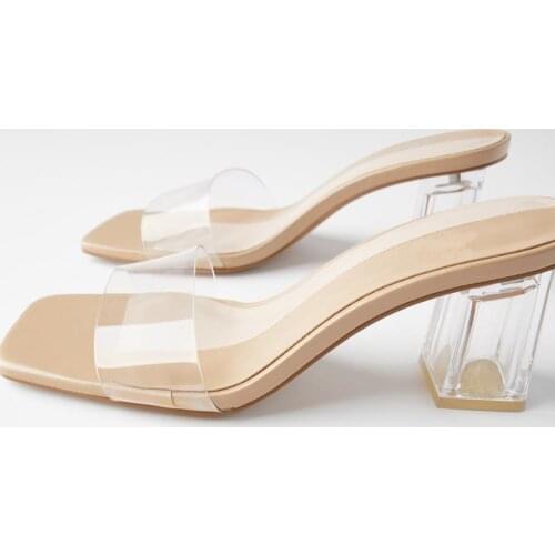 Shoes Women Transparent Slippers Pantofle Slides Med Beige Heeled Sandals Female Mule Soft 2021 Black Summer Mules Casual Scand