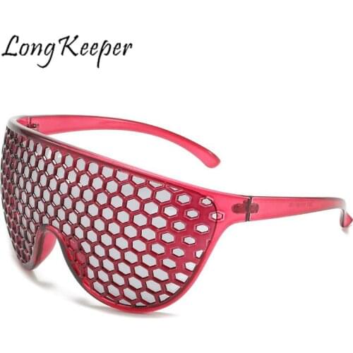 Funny Punk Sunglasses Women Brand Designer Lattice Hole Oversized Sun Glasses Trendy Vintage Luxury Glasses Gafas De Sol Mujer